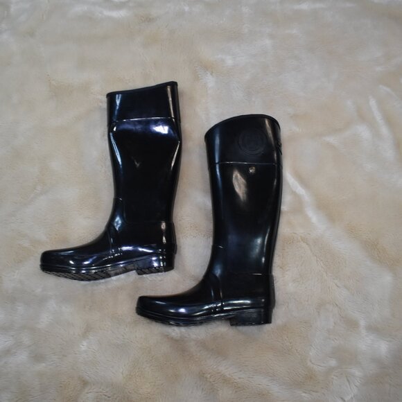 Hunter Sandhurst Carlyle Black Gloss Rain Boots Women's Size 9 Tall Waterproof - Picture 5 of 12